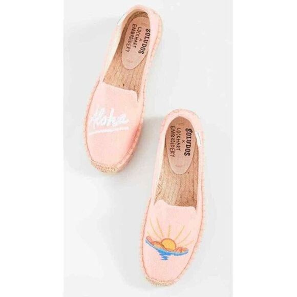 Anthropologie Soludos X Lockhart Embroidered aloha sun espadrille platform 8.5 - Picture 9 of 9